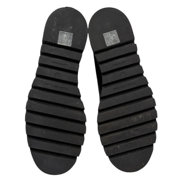 Stuart Weitzman Black Leather Platform Combat Boots Size 7.5 Lug Sole - Picture 5 of 5